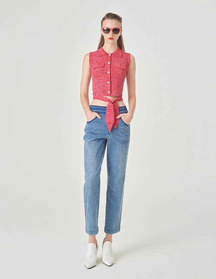 MARYLING Red Color Knitted Vest