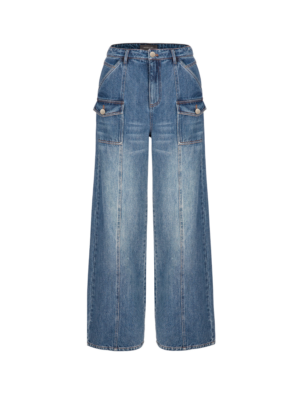 MARYLING Denim Blue Pocket Work-Style Jeans