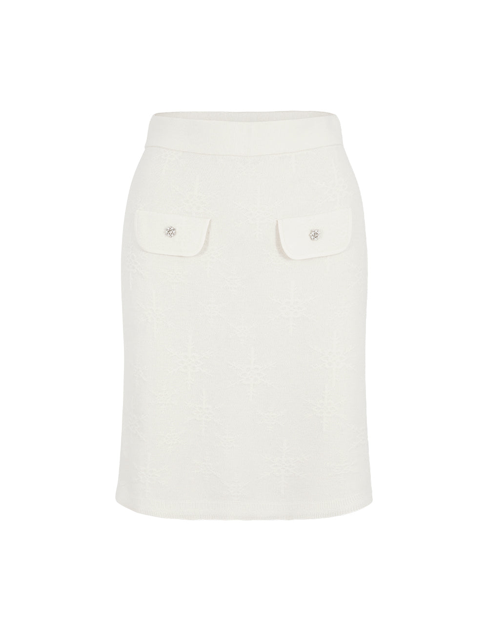 MARYLING Jacquard Knee-Length Straight Knitted Skirt