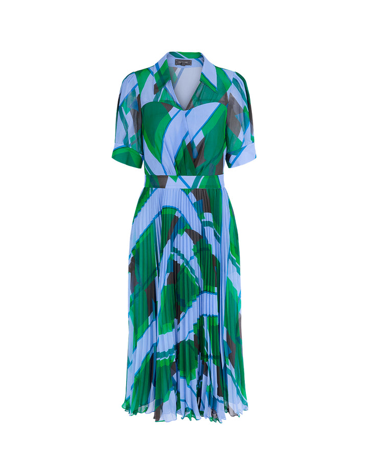 MARYLING V-Neck Shirt Collar Mid-Sleeve Dress