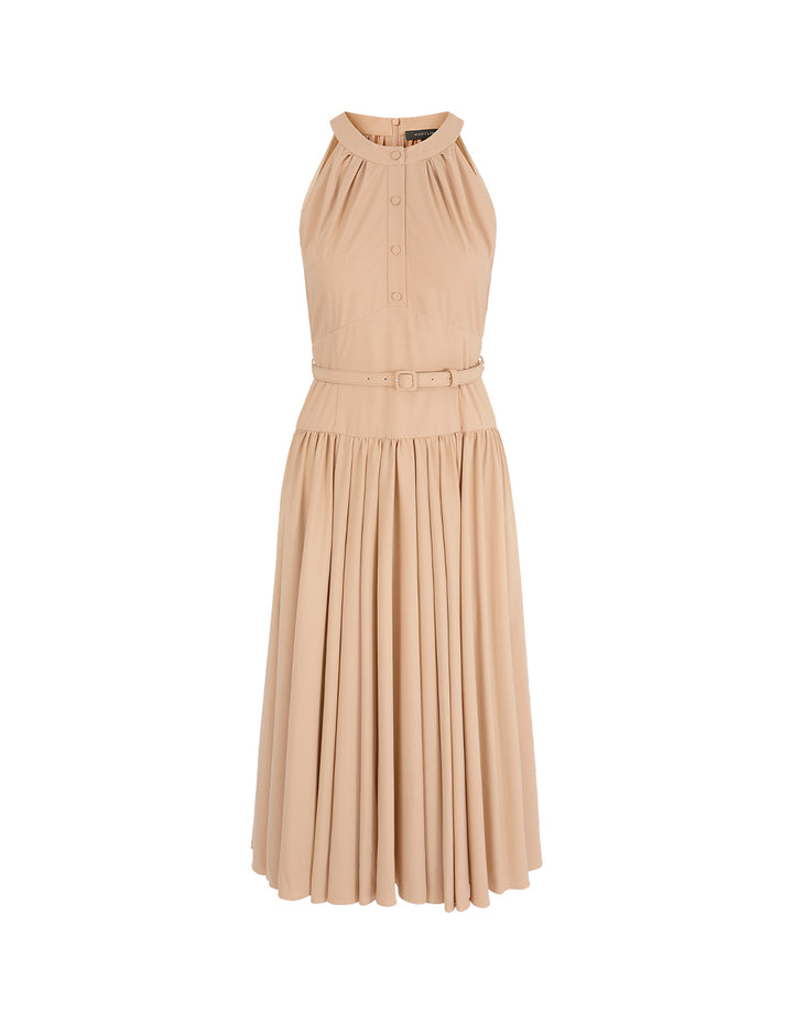 MARYLING Off-The-Shoulder Pleated Slip Dress