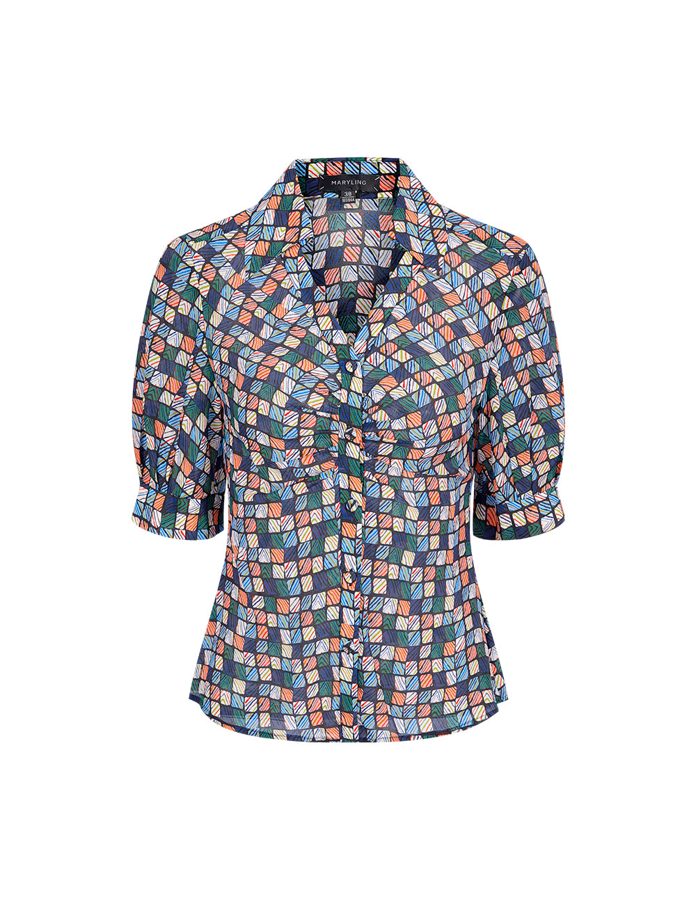MARYLING V-Neck Shirt Silk Printed Top