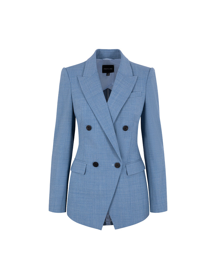 MARYLING Classic Double-Breasted Peaked Lapel Blazer