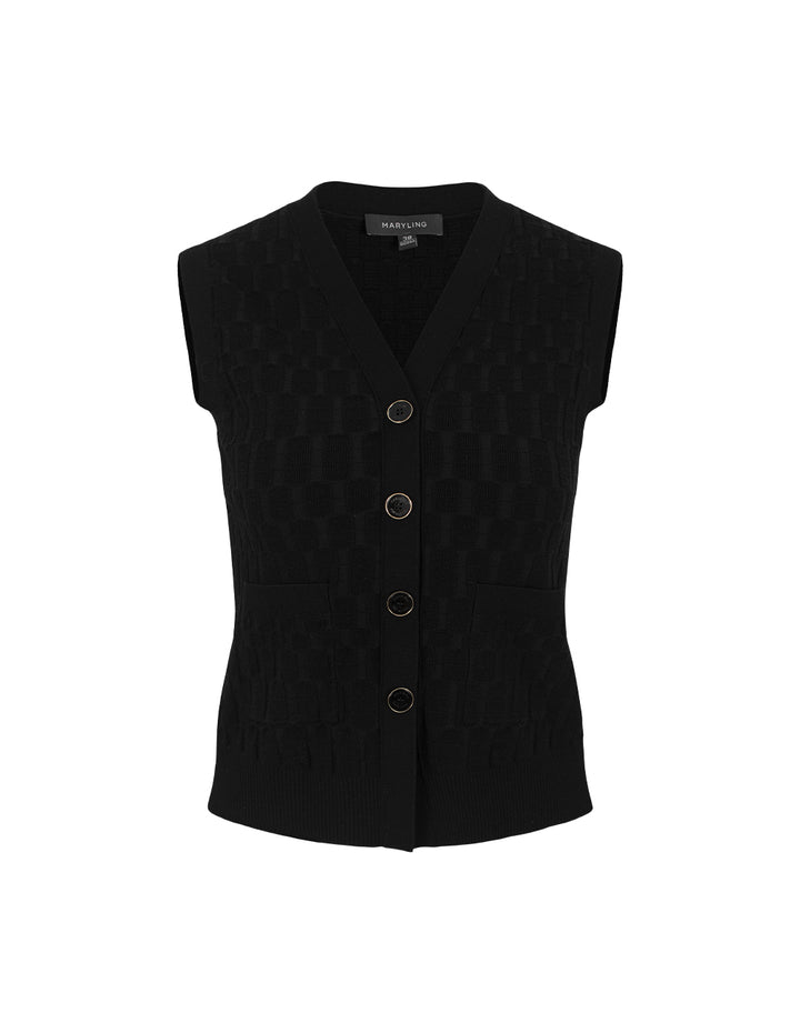 MARYLING Vintage Plaid V-Neck Sleeveless Knit Vest