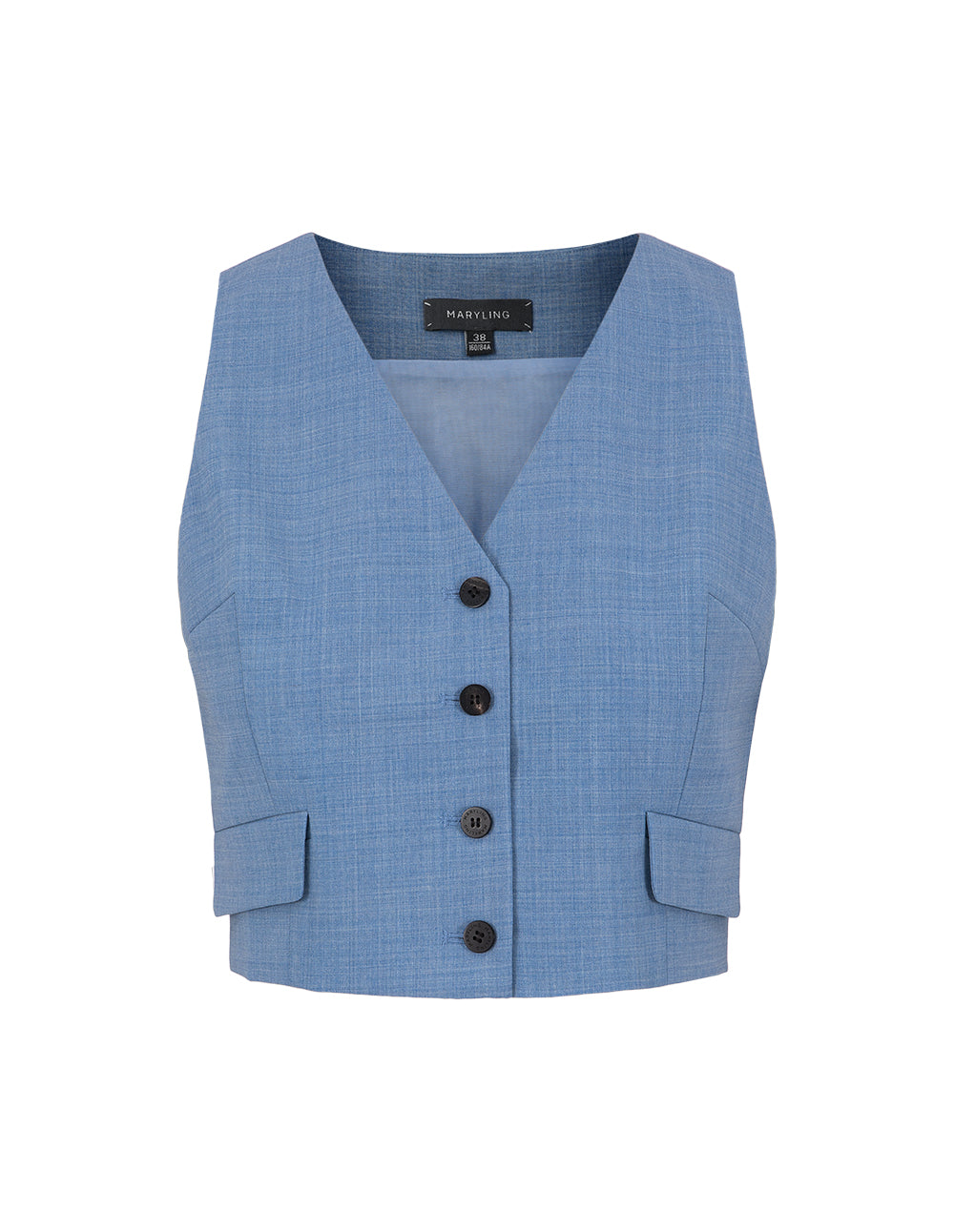 MARYLING Mist Blue V-Neck Short Vest