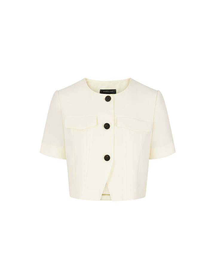 MARYLING Short Jacket With Round Neck And Slits