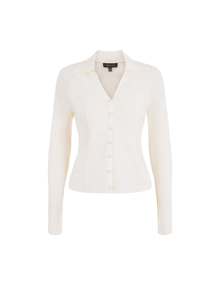 MARYLING Collared Long Sleeve Knit Pullover