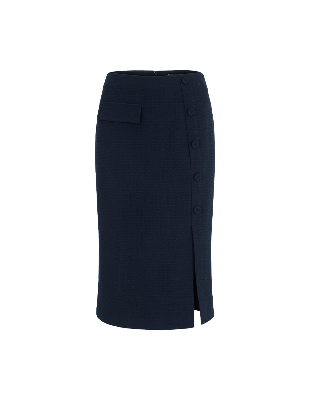 MARYLING Dark Blue Slit Knee-Length Skirt