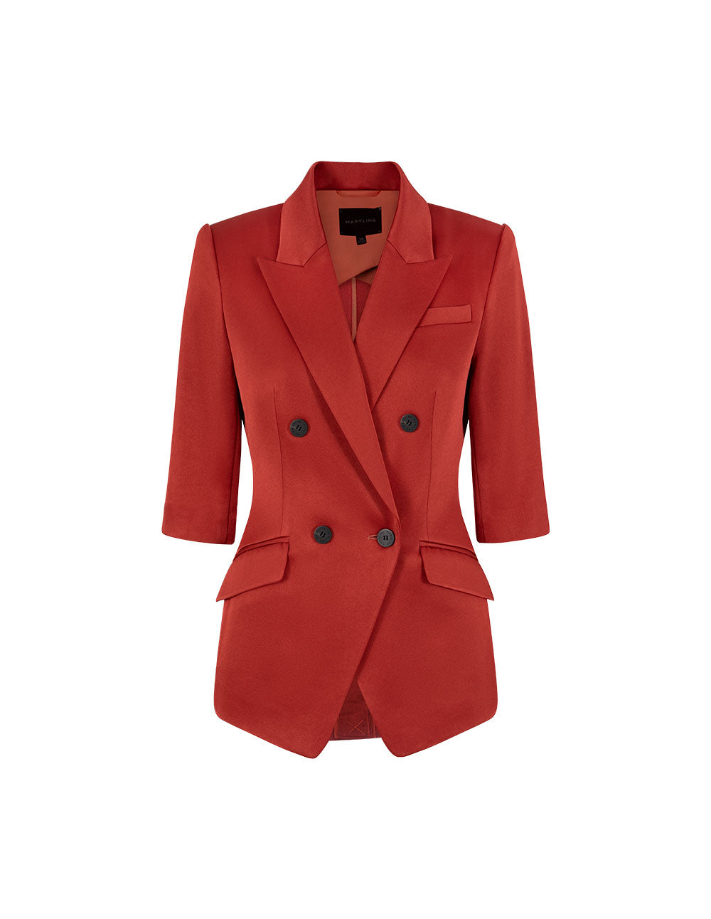 MARYLING Brick Red Three-Quarter Sleeve Blazer