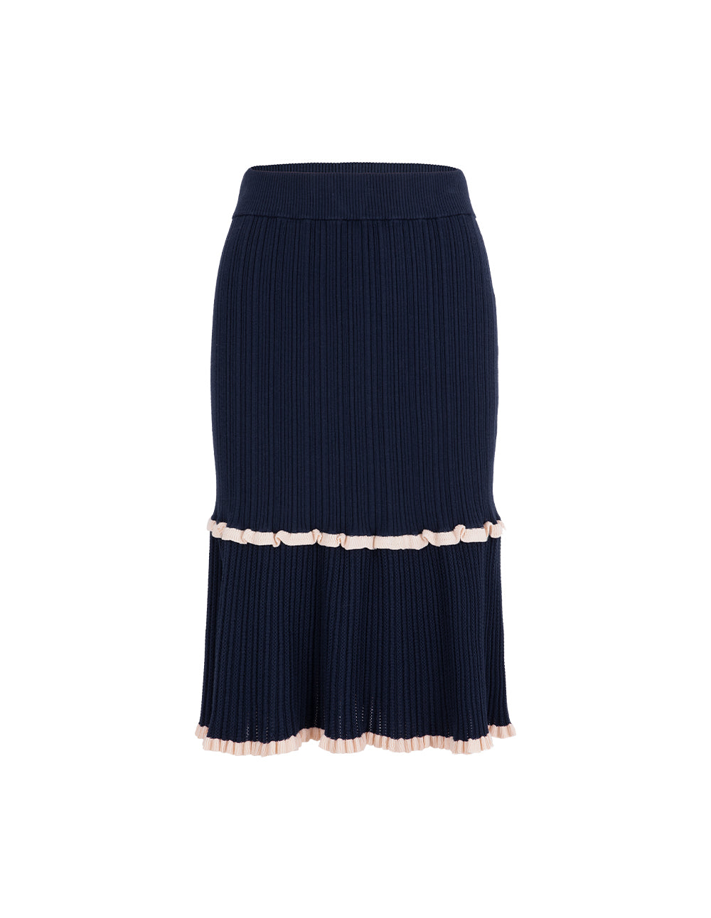 MARYLING Blue And White Contrasting Knitted Skirt