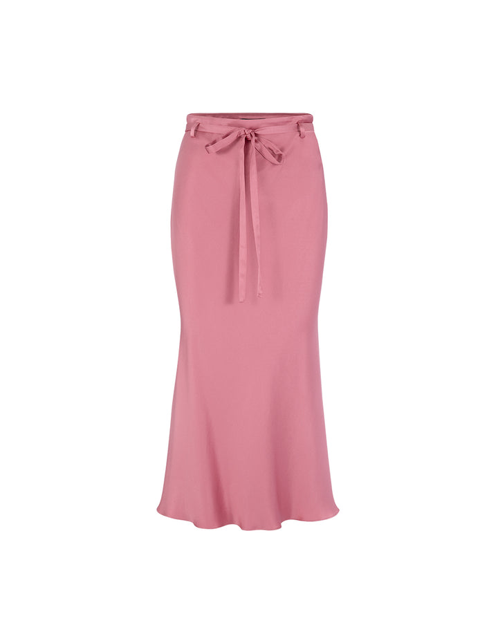 MARYLING Pink Fishtail Belt Midi Skirt