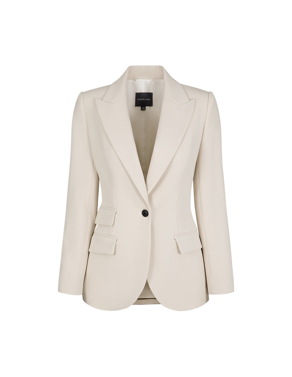 MARYLING Creamy Beige Peaked Lapel Waist Blazer