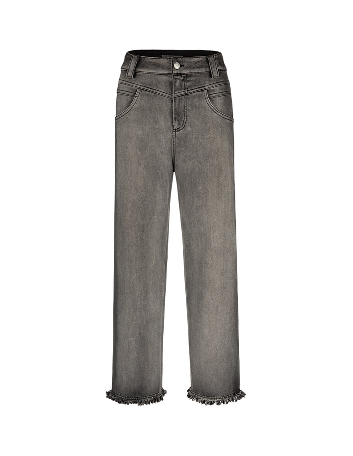 MARYLING Wide-Leg Ankle-Washed Straight Denim Pants