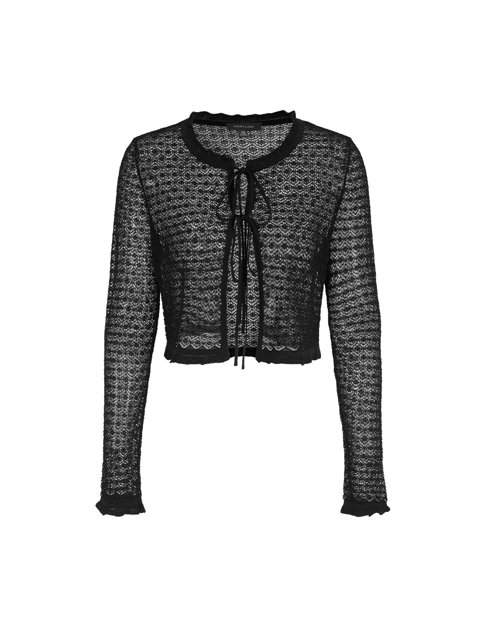 MARYLING V-Neck Long-Sleeve Sheer Hollow Knit Cardigan