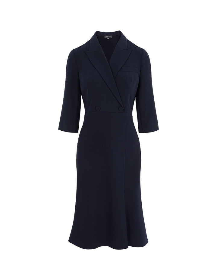 MARYLING Lapel 1/2 Sleeves Wrap Midi Fish Tail Dress