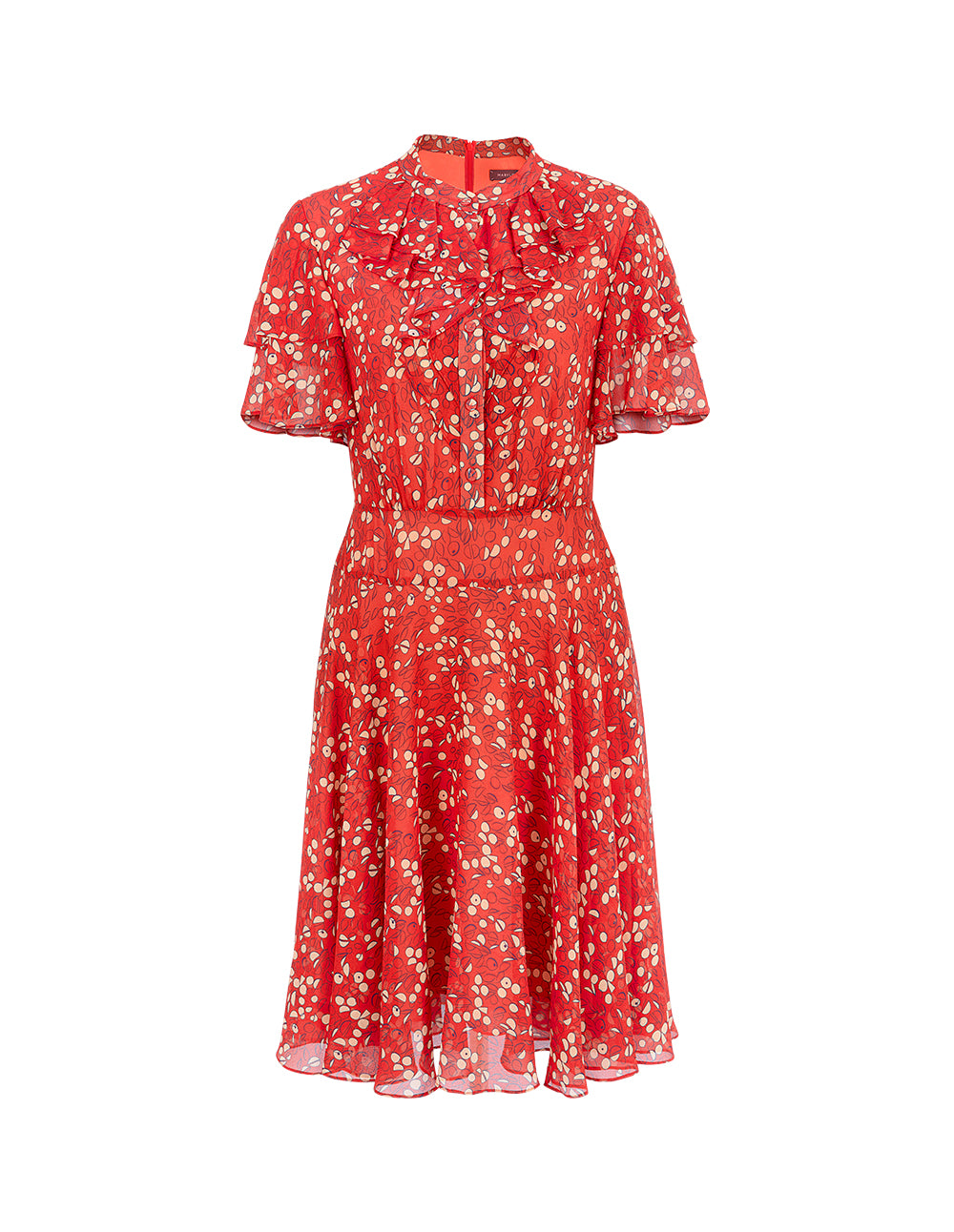 MARYLING Ruffle Bow Neck Short Sleeve Dress