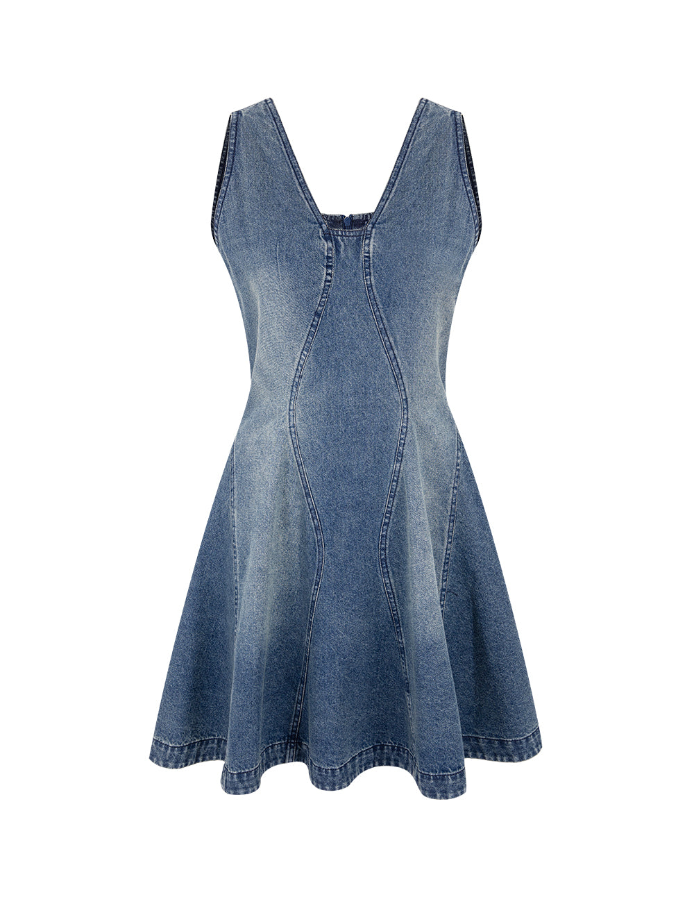 MARYLING V-Neck Sleeveless A-Line Denim Midi Dress