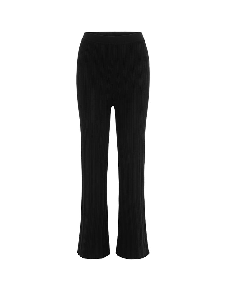 MARYLING Wide-Leg Straight Wool Knit Trousers