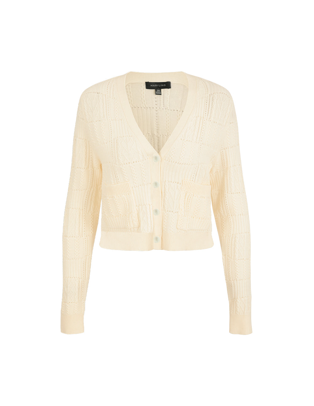 MARYLING Cream V-Neck French Knitted Cardigan