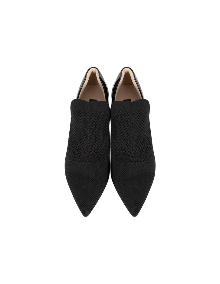 MARYLING Black Knitted Patchwork High-Heeled Boots