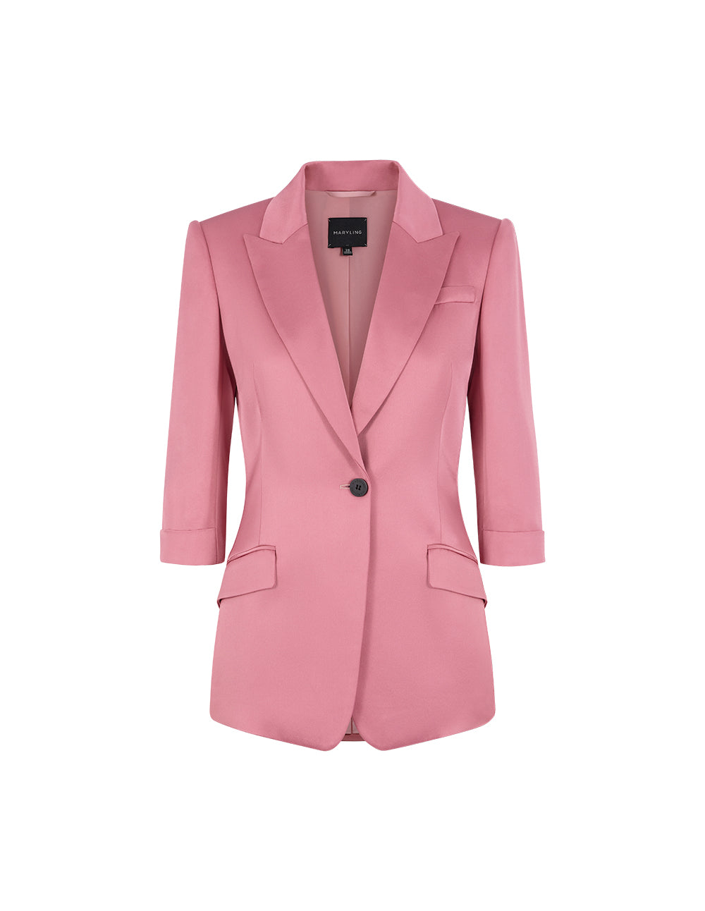 MARYLING Pink Three-Quarter Sleeve Single-Breasted Blazer