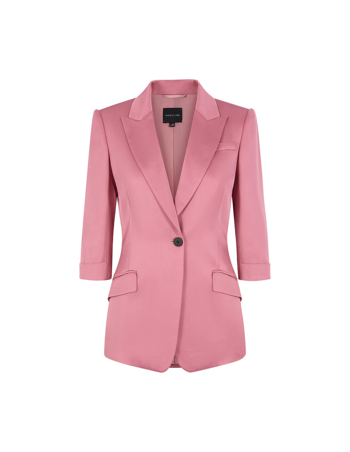 MARYLING Pink Three-Quarter Sleeve Single-Breasted Blazer