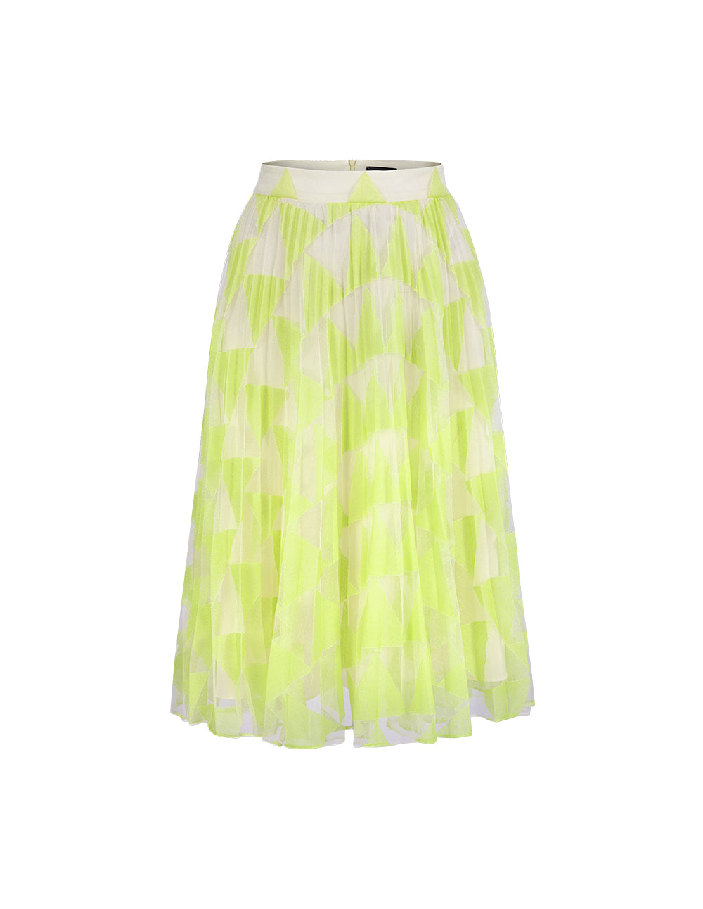 MARYLING Bright Yellow Lace Pleated Skirt