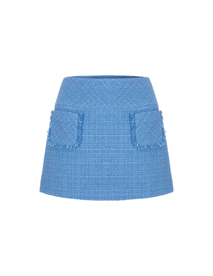 MARYLING Ice Blue Tweed Mini Skirt