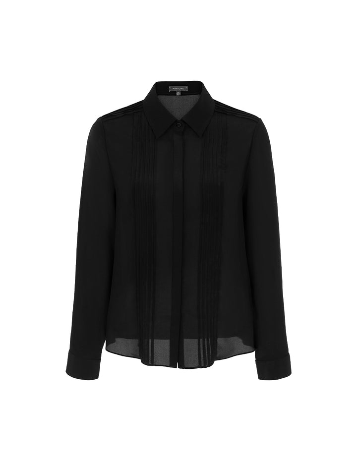MARYLING Striped Long-Sleeve Silk Blouse