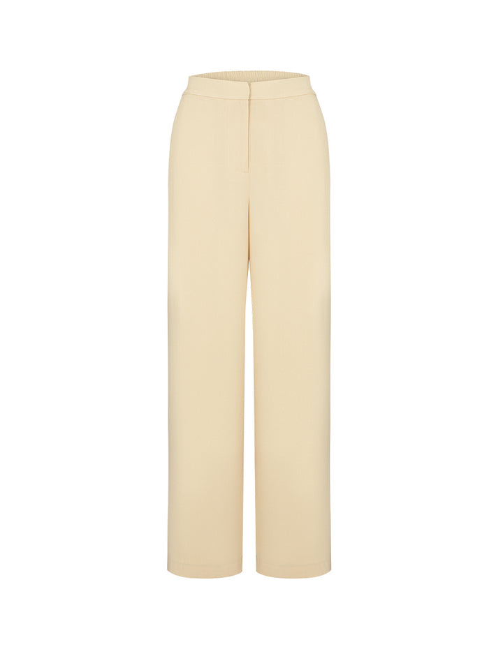 MARYLING Beige High-Waist Straight Trousers