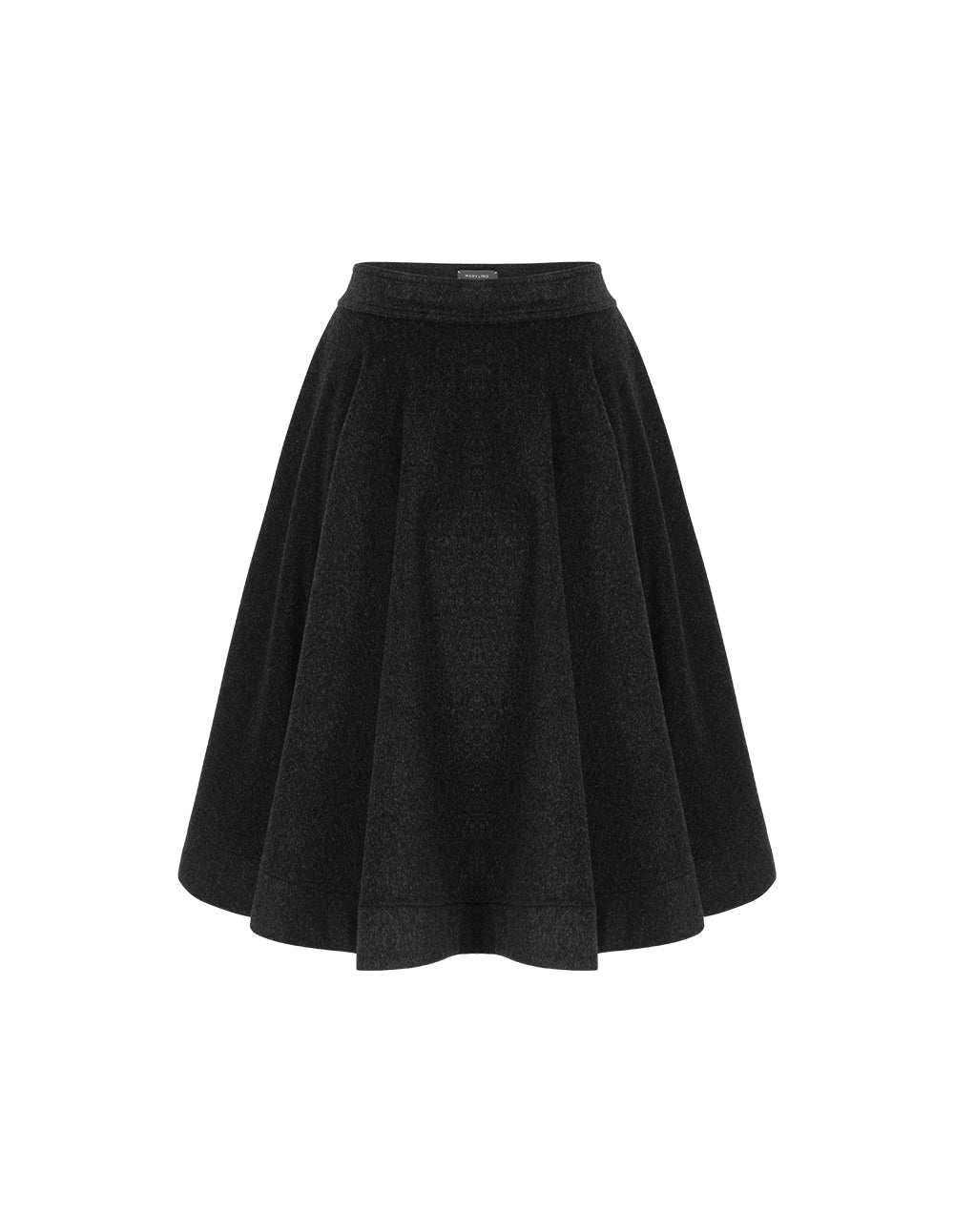 MARYLING A-Line High-Waisted Pleated Wool Silk Blend Midi Skirt