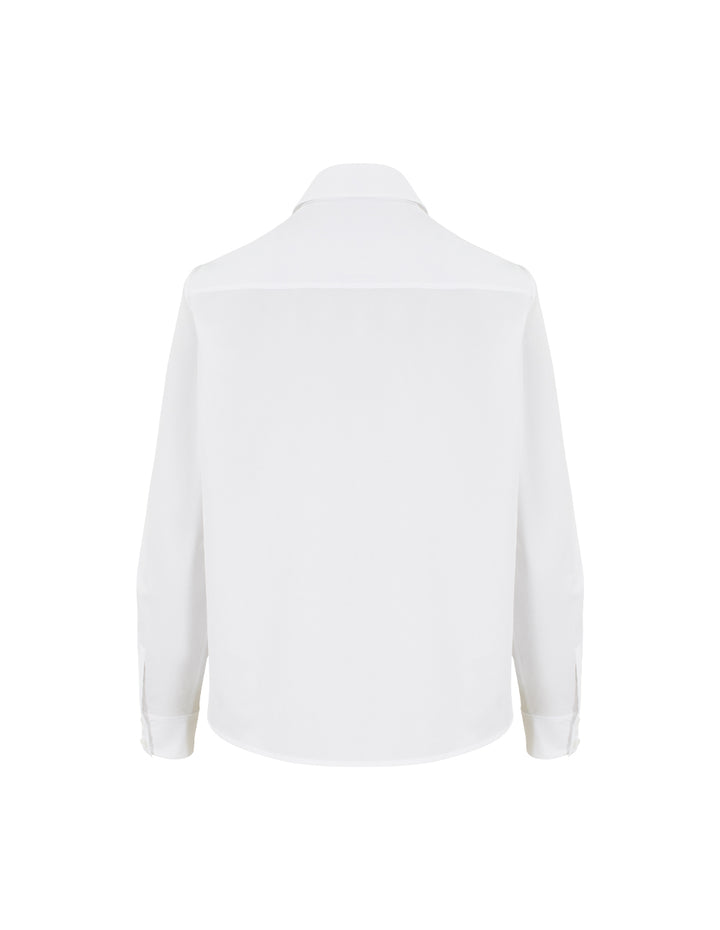 MARYLING Collar Long Sleeve 100% Cotton White Blouse