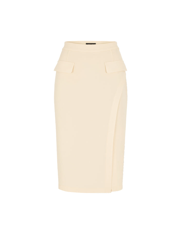 MARYLING Cream  Straight Knee-Length Slit Skirt