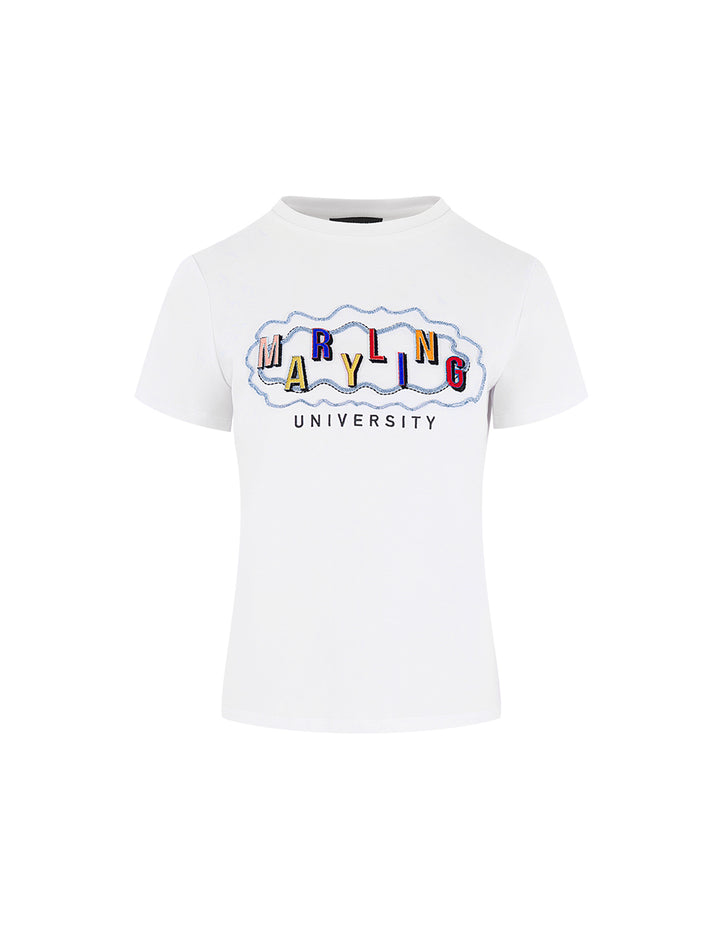 MARYLING White Embroidered T-Shirt