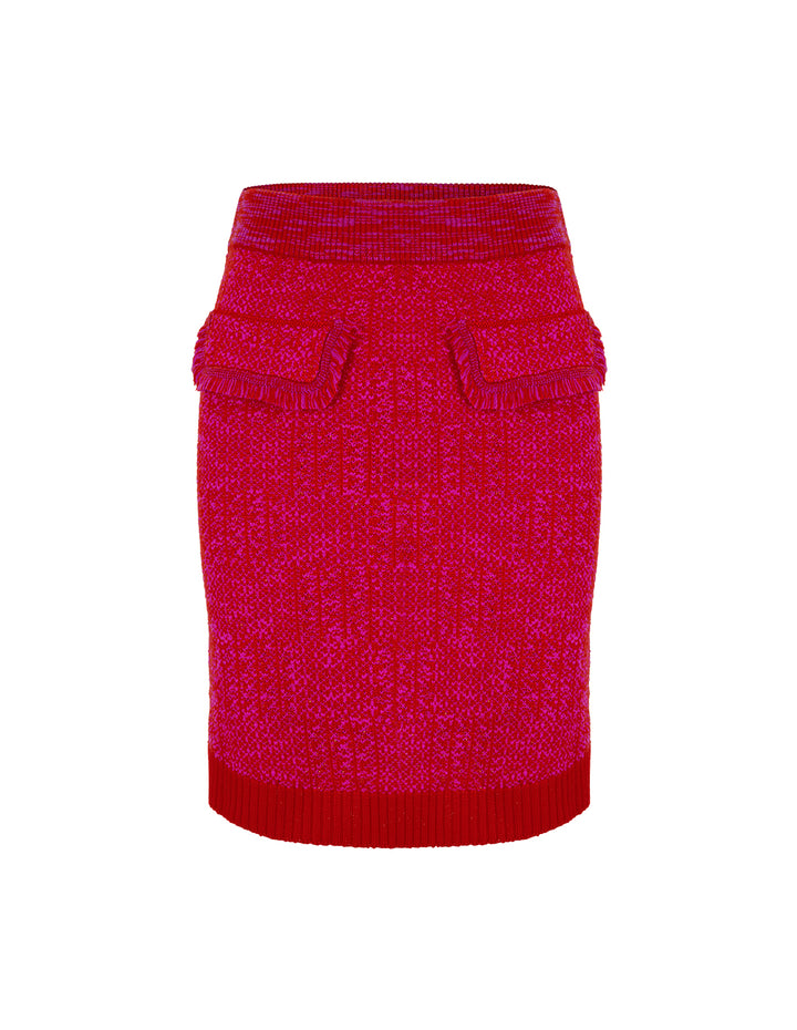 MARYLING Berry Red Knitted Skirt