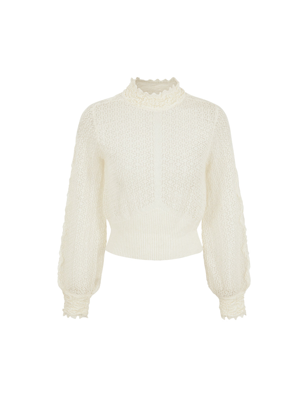 MARYLING Crew-Neck Hollow Long-Sleeve Mohair Knitted Pullover