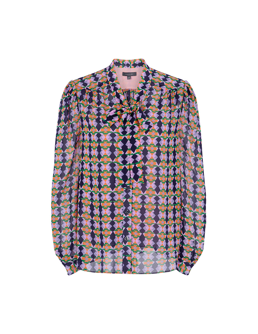 MARYLING Checked Georgette Print Long Sleeve Blouse