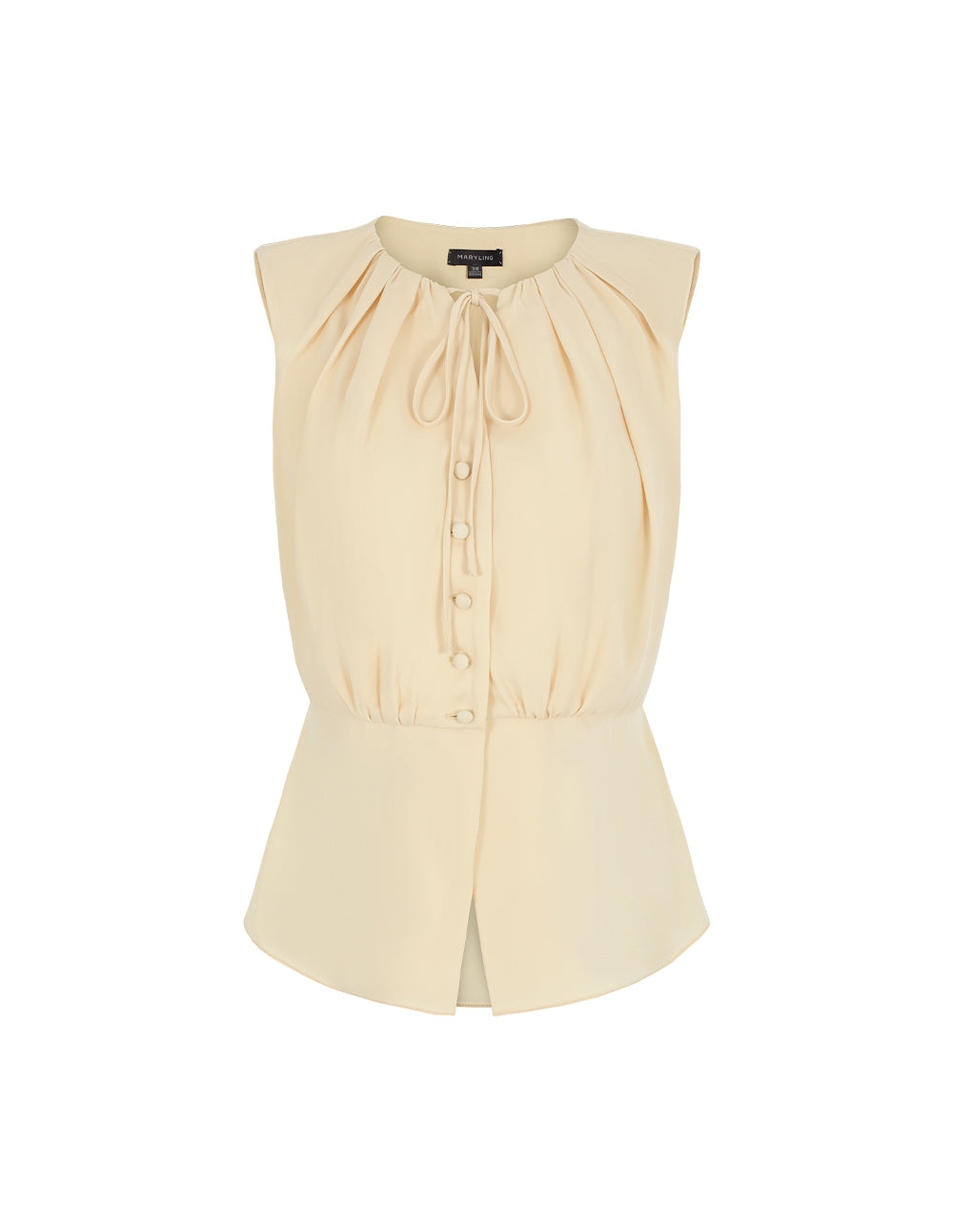 MARYLING Drawstring Crew-Neck Sleeveless Slit-Front Top