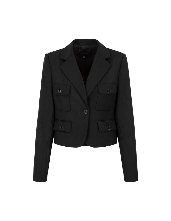 MARYLING Black H-Shaped Cropped Blazer