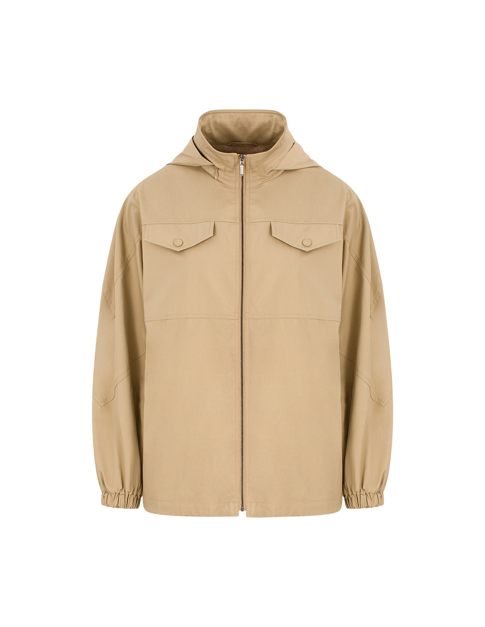 MARYLING Stand Collar Hooded Elastic Hem Cargo Jacket