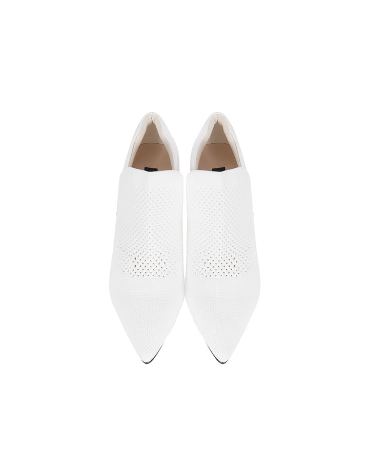 MARYLING White Knitted Patchwork High-Heeled Boots