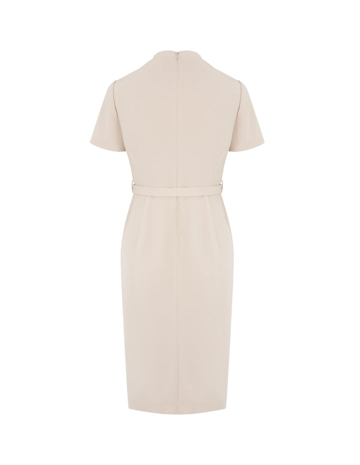 MARYLING V-Neck Short-Sleeve Front-Slit Midi Dress