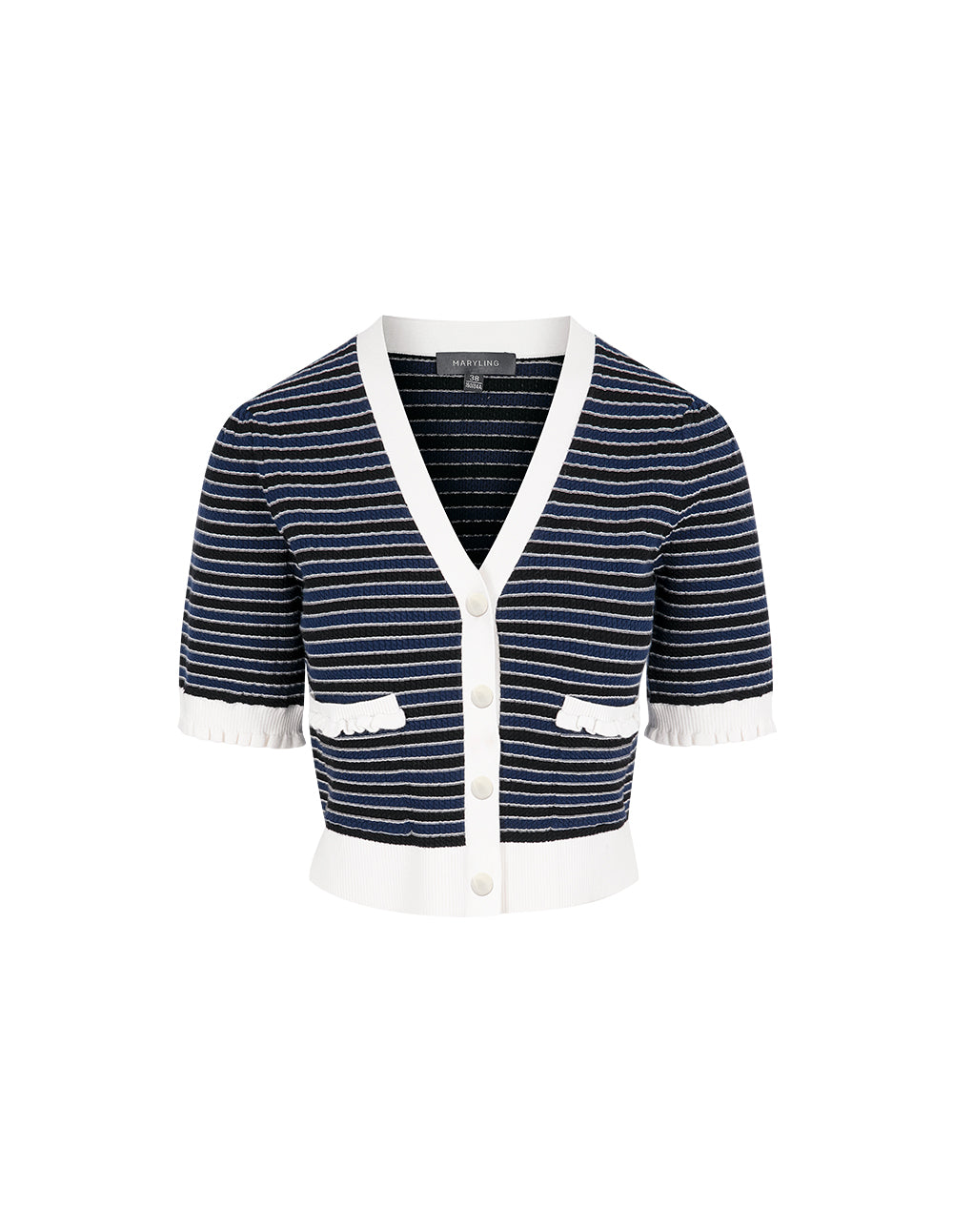 MARYLING Colour Block V-Neck Knitted Cardigan