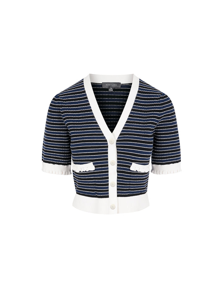 MARYLING Colour Block V-Neck Knitted Cardigan
