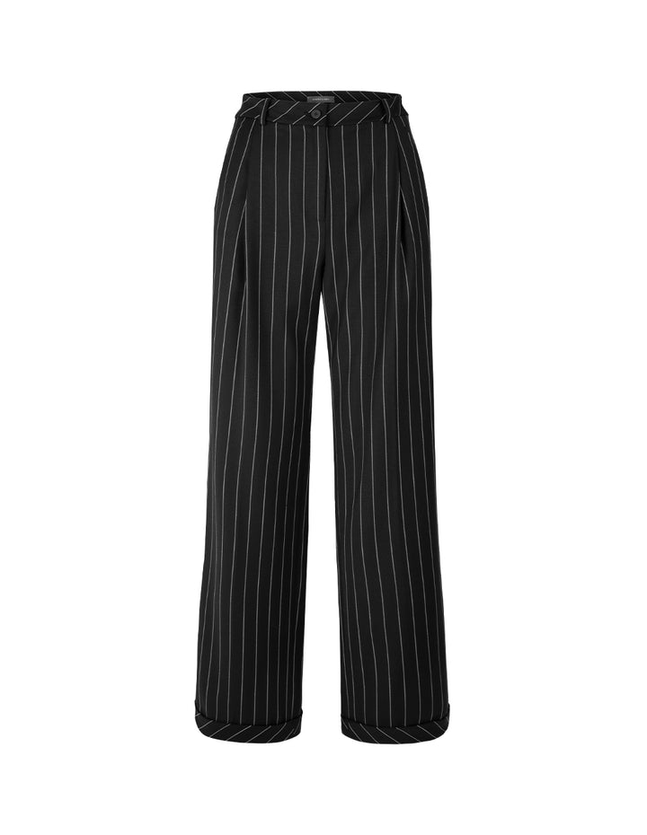 MARYLING Black And White Striped Straight Pants