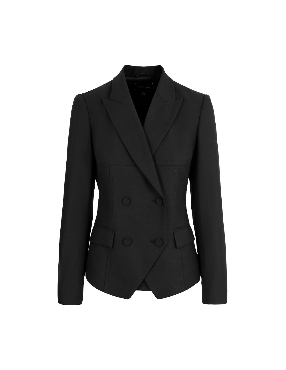 MARYLING Black Double-Breasted Faux Wool Blazer
