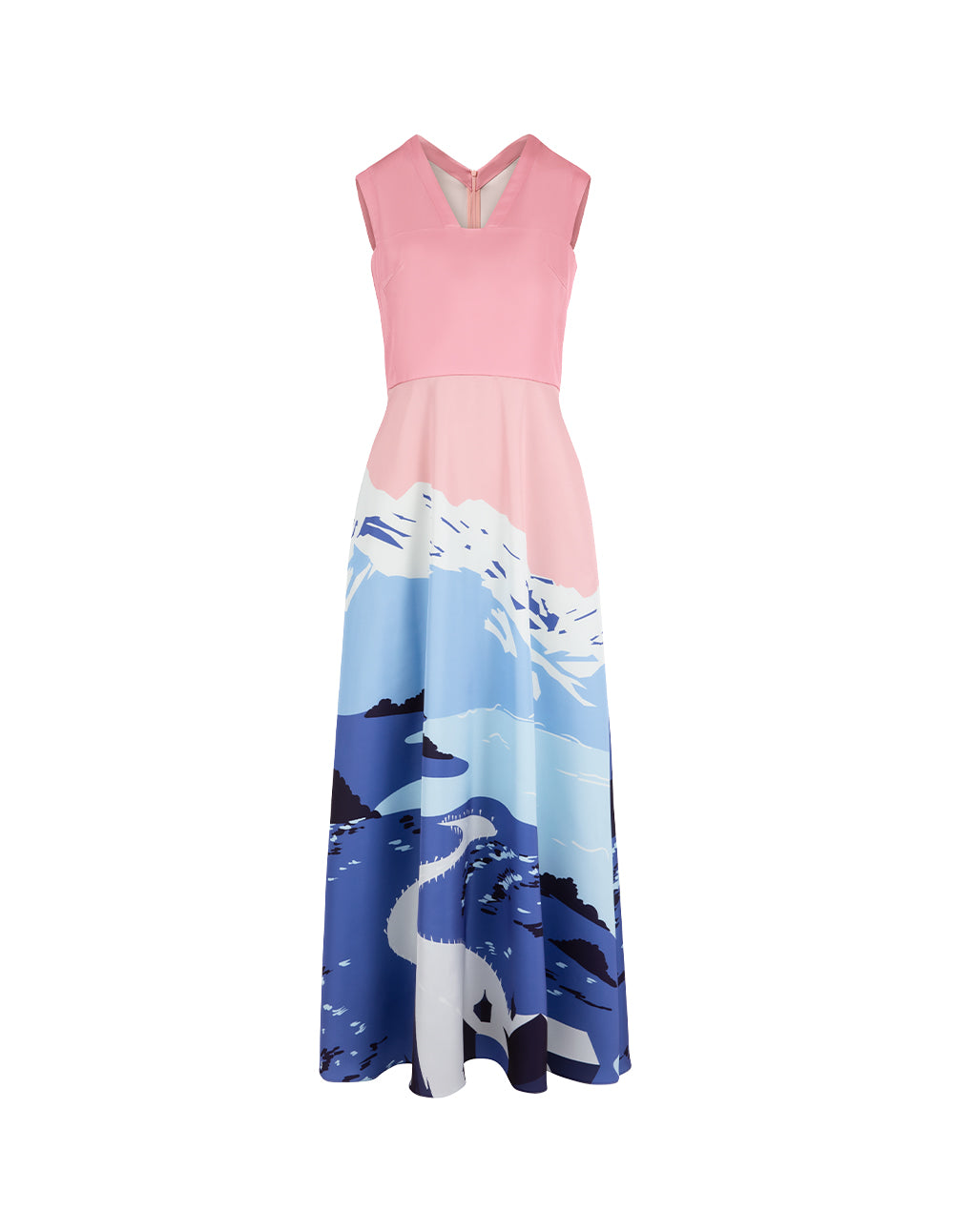 MARYLING V-Neck Waisted Sleeveless Printed Dress