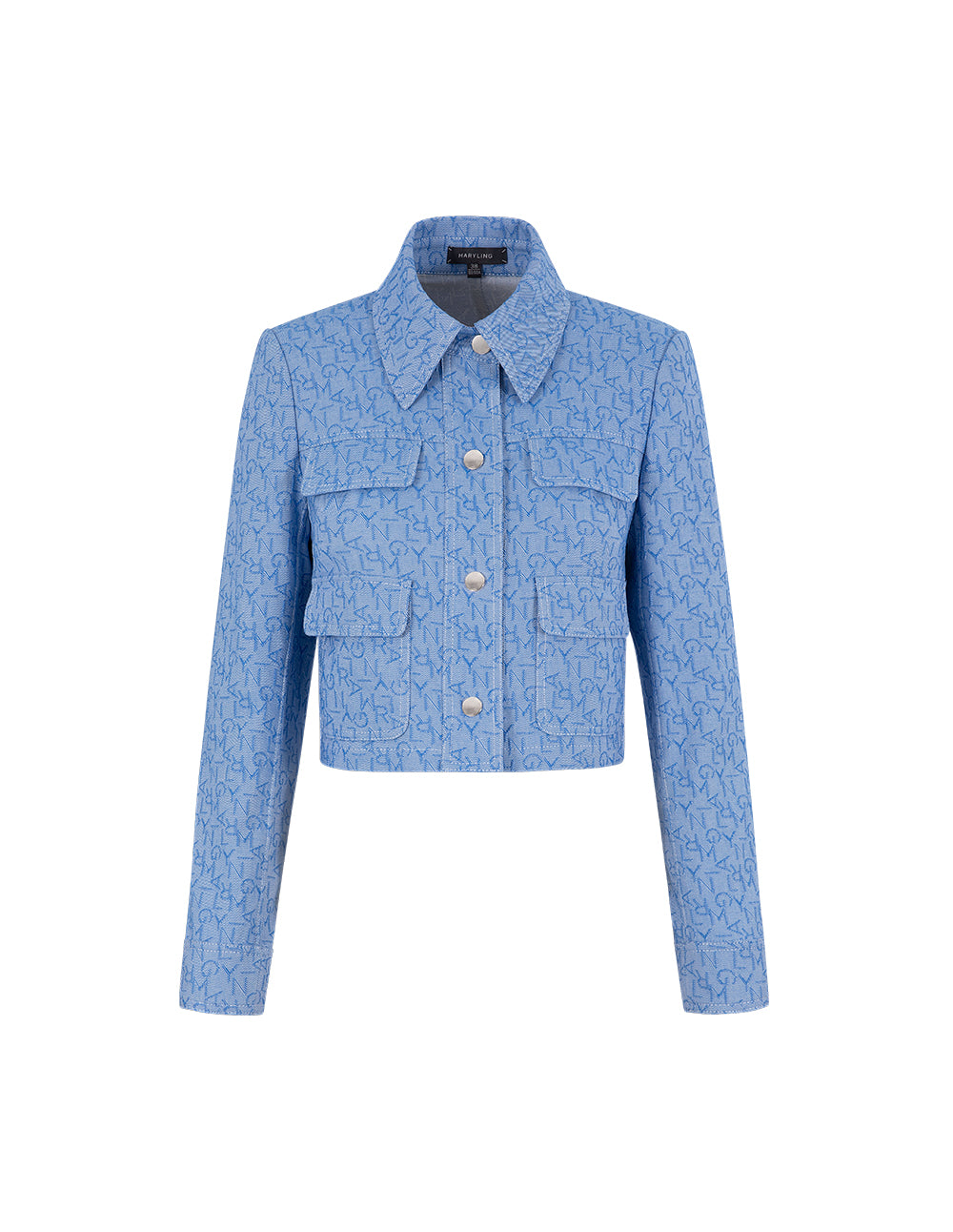 MARYLING Logo Jacquard Denim Short Jacket