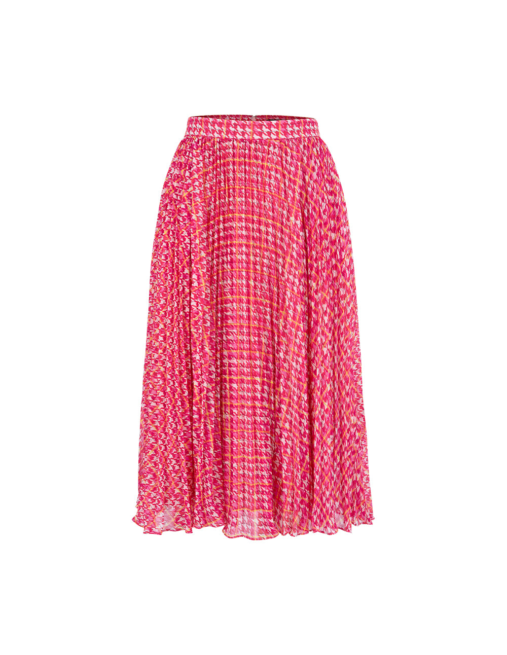 MARYLING Houndstooth Print Sun Pleated Skirt