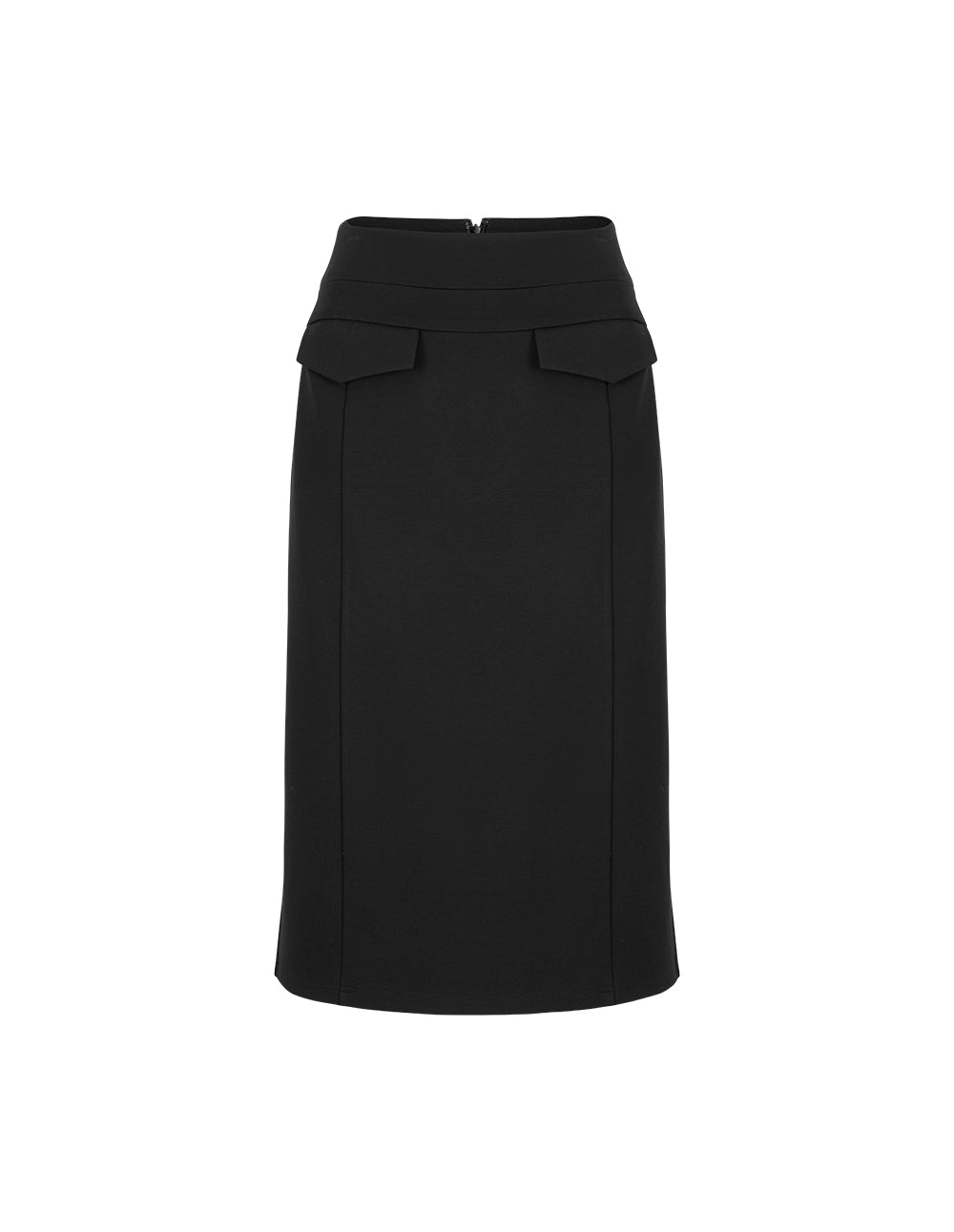 MARYLING Straight Split Knee-Length Black Skirt